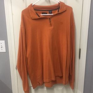 IZOD long sleeve pull over mid zip polo shirt